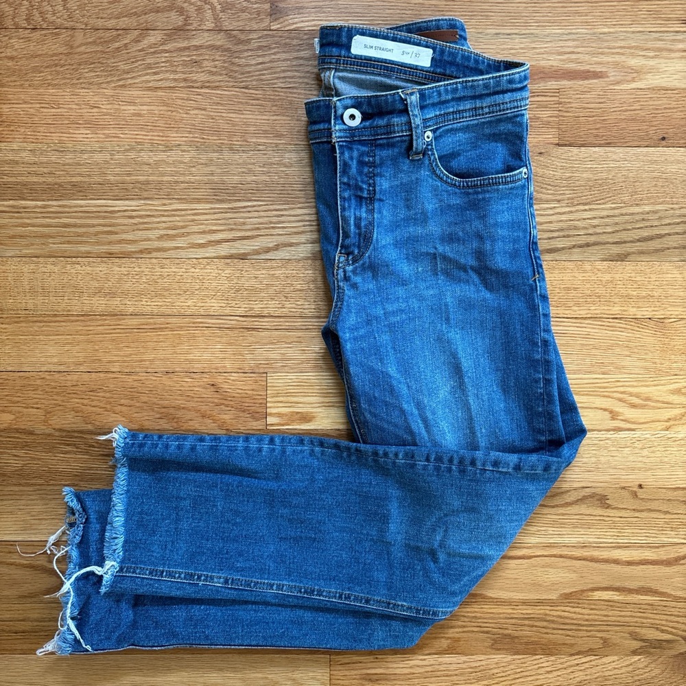 Pilcro & The Letterpress Anthropologie Slim Straight Frayed HemJeans Size 27